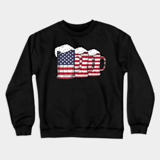 Beer American Flag T shirt 4th of July Crewneck Sweatshirt